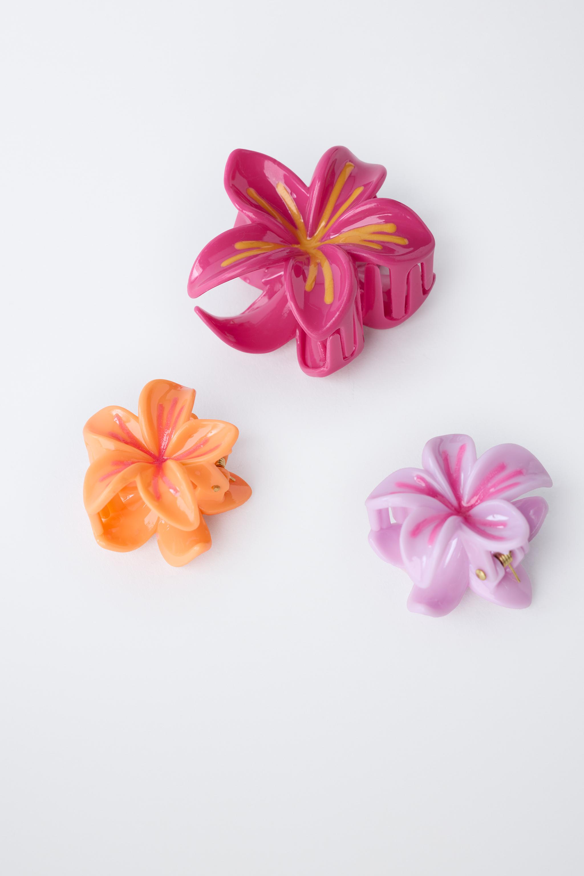 LOT DE TROIS PINCES FLEURS HIBISCUS