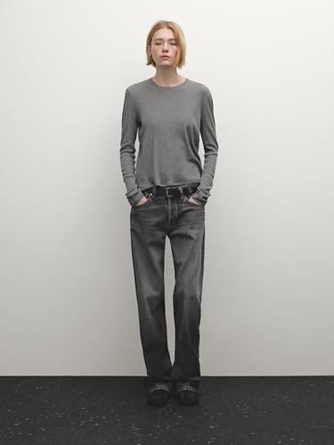 Zara Fine crew neck T-shirt - Bone - Image 0