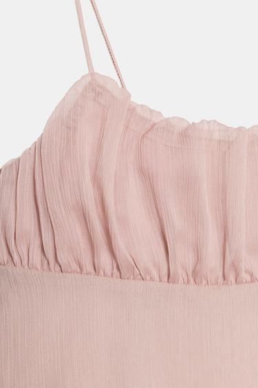 TOP LINGERIE À FRONCES - Rose clair de Zara - Image 7