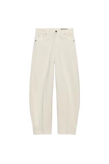 ZW COLLECTION TAPERED JEANS MED HIGH WAIST - smørgul fra Zara