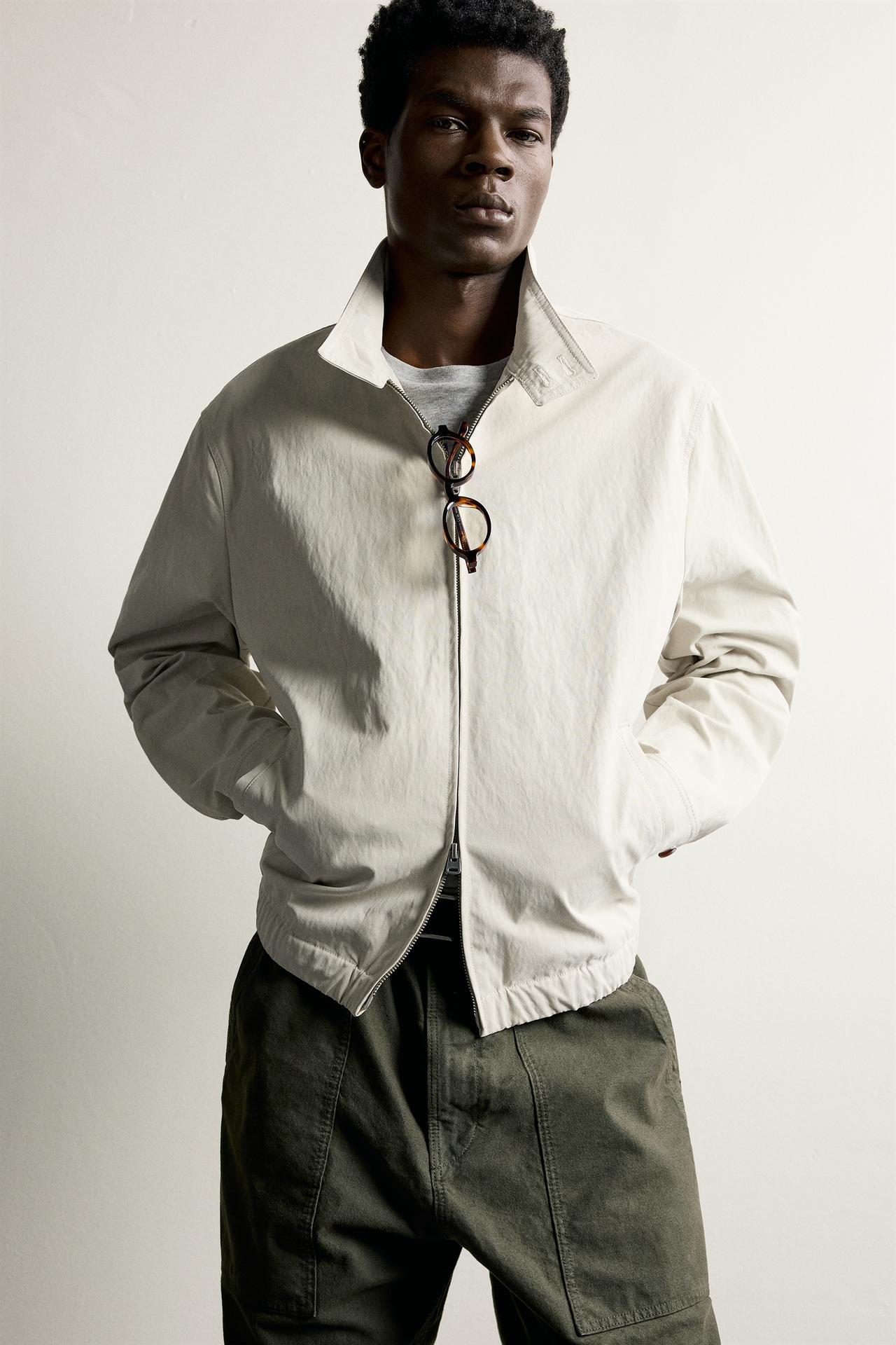 WASHED-EFFECT REGULAR FIT JACKET — Stone