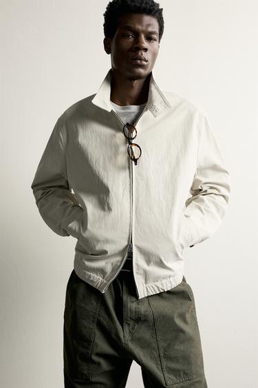 WASHED-EFFECT REGULAR FIT JACKET — Stone 1