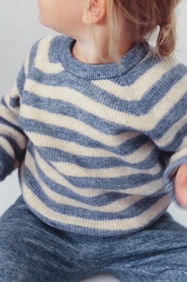 STRIPED WOOL AND CASHMERE SWEATER - Blue marl by Zara