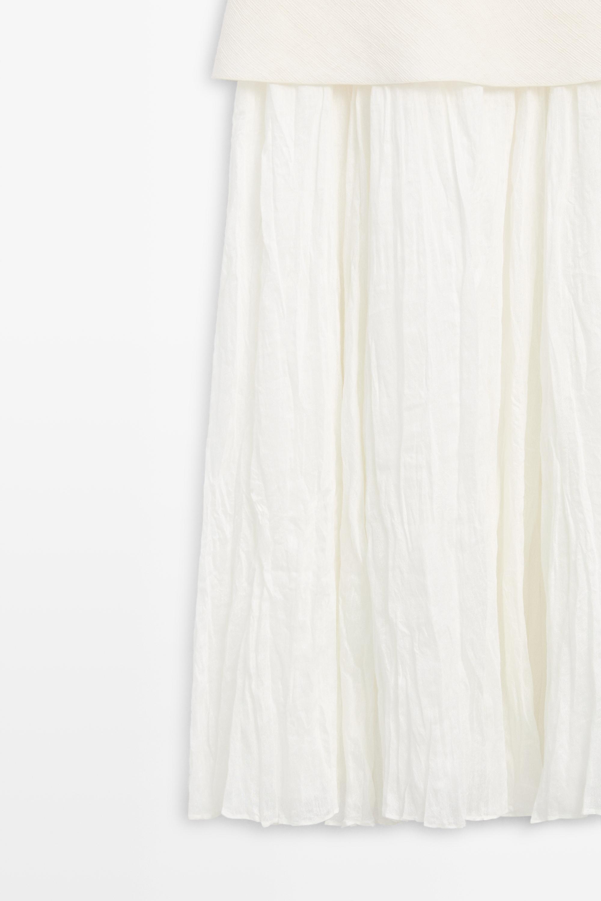 Combined flowing pleated linen dress - Oyster-white | ZARA United States