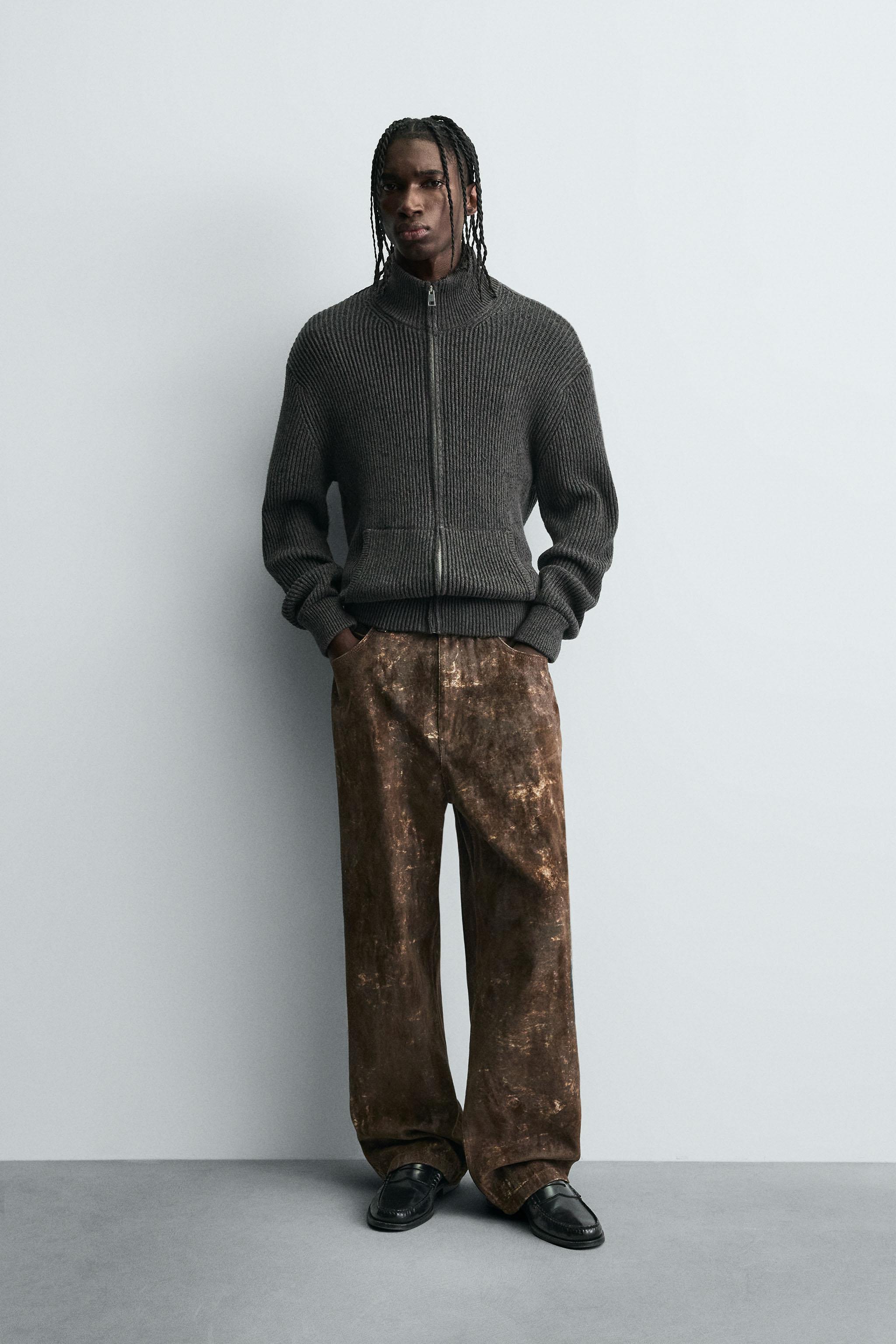 ABSTRACT PRINT CARPENTER TROUSERS - Chocolate | ZARA South Africa