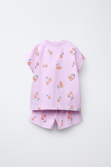 PRINTED RIB T-SHIRT AND BERMUDA SET - Mauve by Zara - Image 1