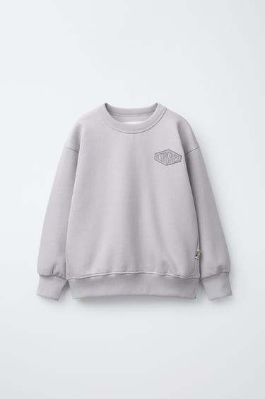 SWEATSHIRT AND JOGGER SET WITH TEXT PATCH - Purple by Zara - Image 1