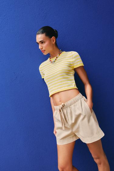 100% COTTON BERMUDA SHORTS WITH ELASTIC WAIST - Sand by Zara - Image 2