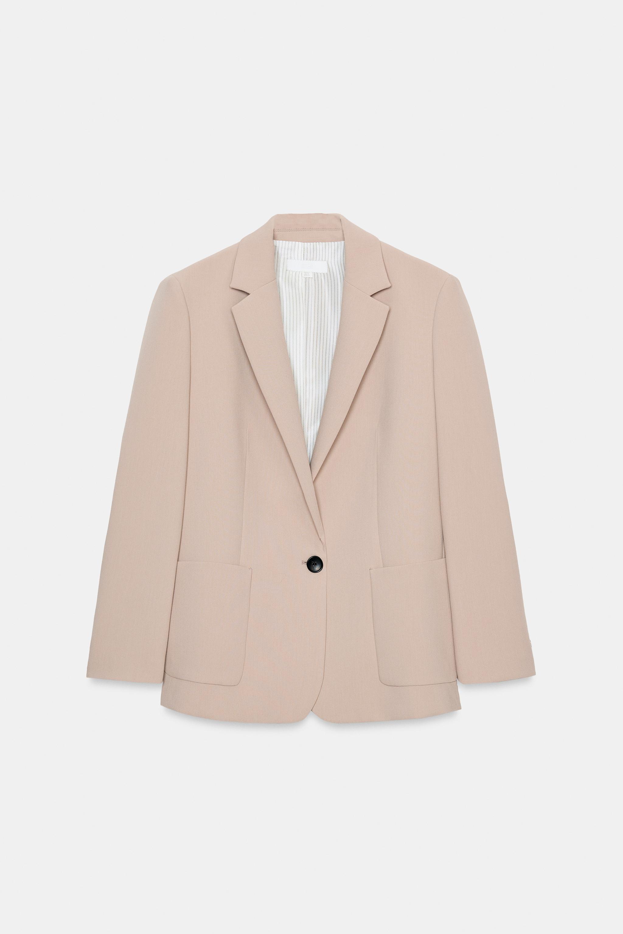 STRAIGHT-FIT BLAZER WITH SHOULDER PADS