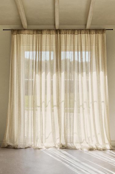 RIDEAU FIN DOUBLE LARGEUR OPACITÉ FAIBLE - Beige clair de Zara - Image 5