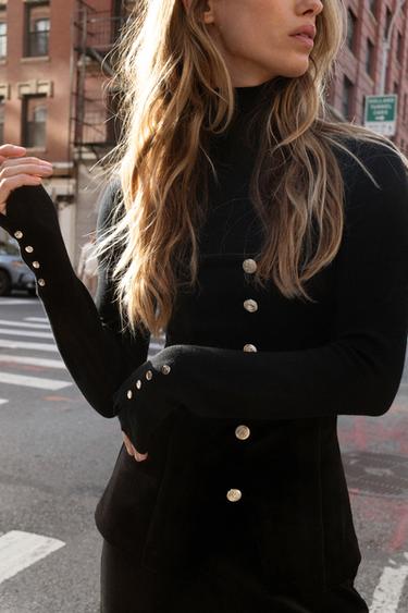 ОКСАМИТОВИЙ ТОП ІЗ ВІДКРИТИМИ ПЛЕЧИМА - Чорний Zara