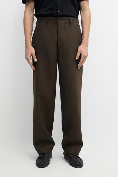 Pantalon de costume en lin - Marron de Zara