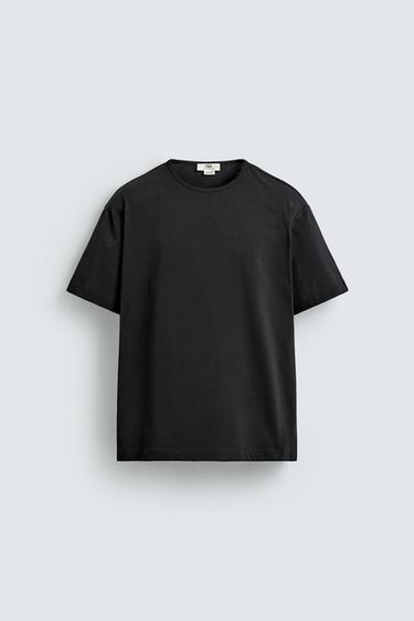 HEAVYWEIGHT RIBBED TRIM T-SHIRT - Anthracite grey by Zara