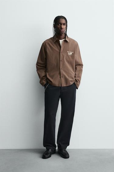 СОРОЧКА В СМУЖКУ З ГРАФІЧНИМ ПРИНТОМ - Світло-коричневий Zara