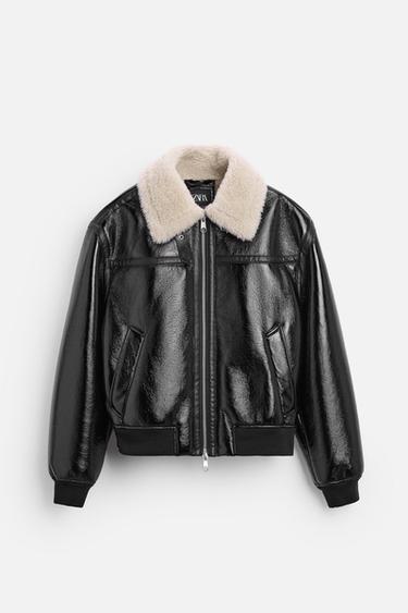 CAZADORA EFECTO PIEL DOBLE FAZ - Negro de Zara