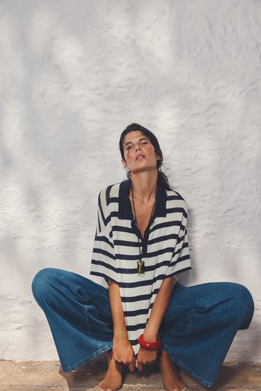 STRIPED KNIT POLO SHIRT - striped by Zara