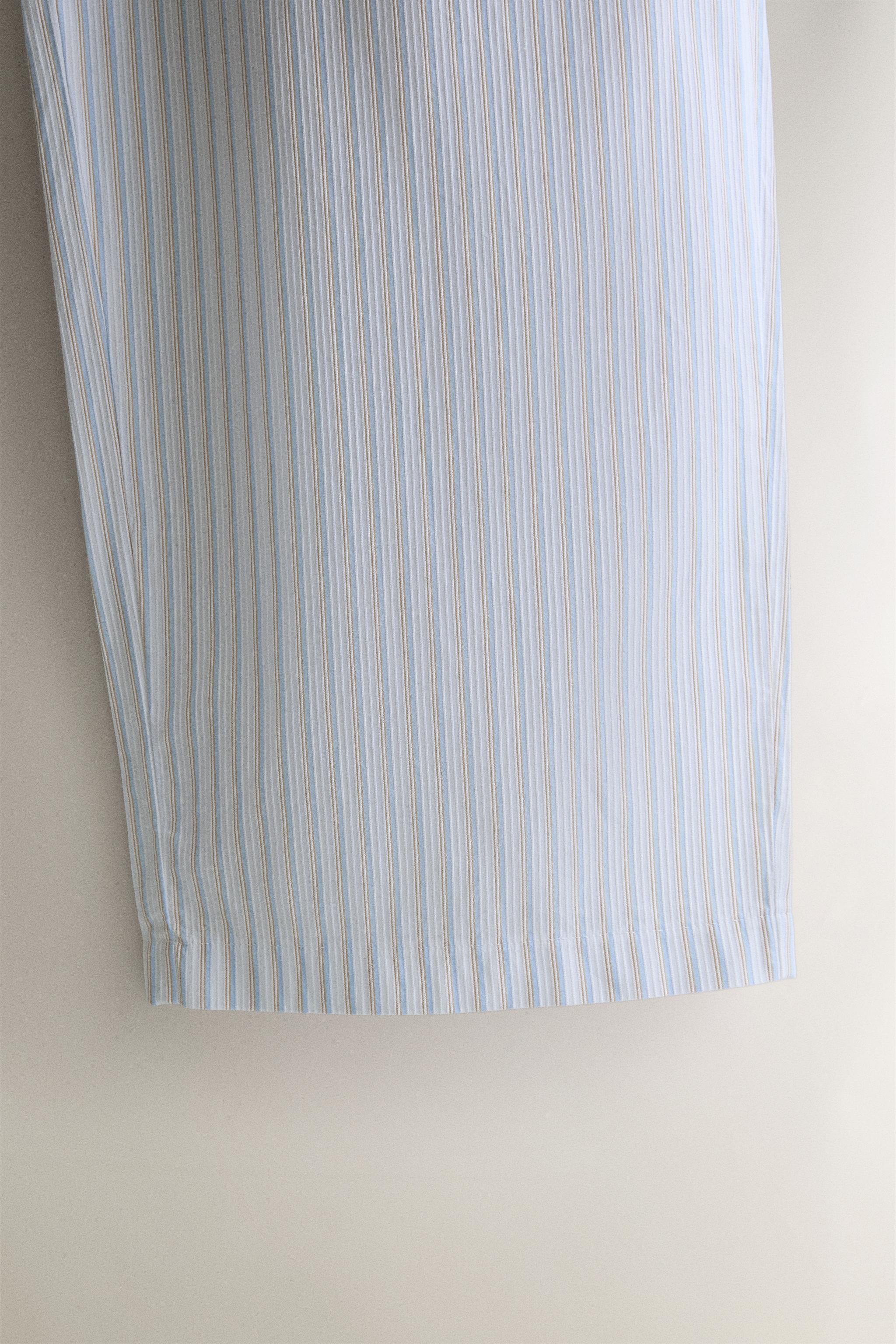 PANTALON EN COTON À RAYURES POPELINE