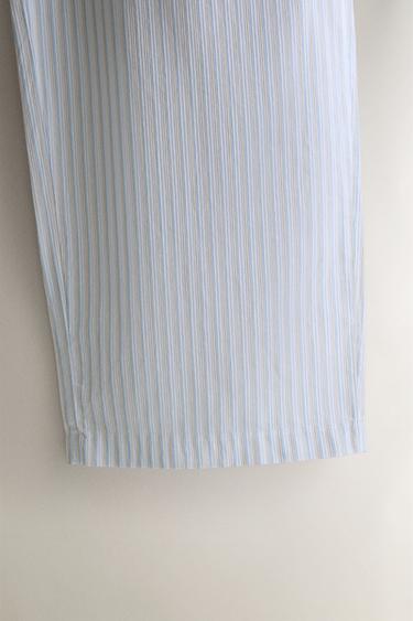 STRIPED POPLIN COTTON TROUSERS — Blue 2