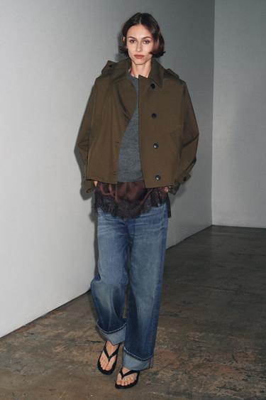TRENCH DÉPERLANT ZW COLLECTION - Kaki clair de Zara - Image 3