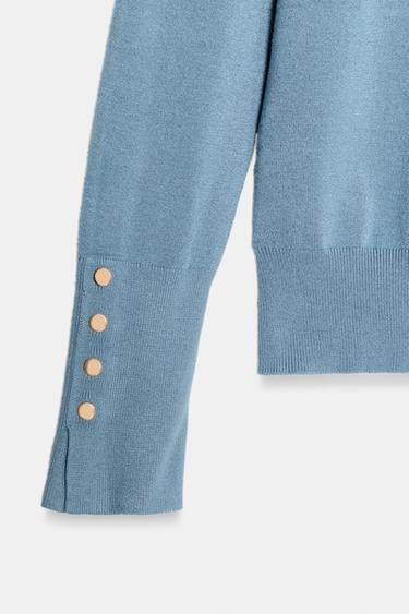 BASIC HIGH NECK KNIT SWEATER - Mid-blue by Zara - Image 3