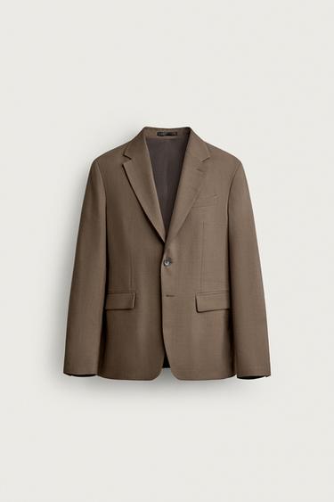 REGULAR FIT SUIT BLAZER — taupe brown 1