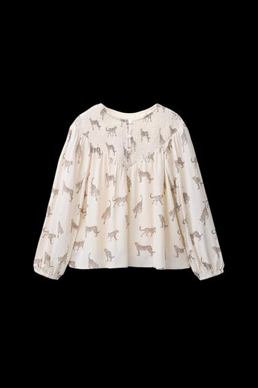 Zara CHEETAH PRINT SHIRT - Ecru - Image 0