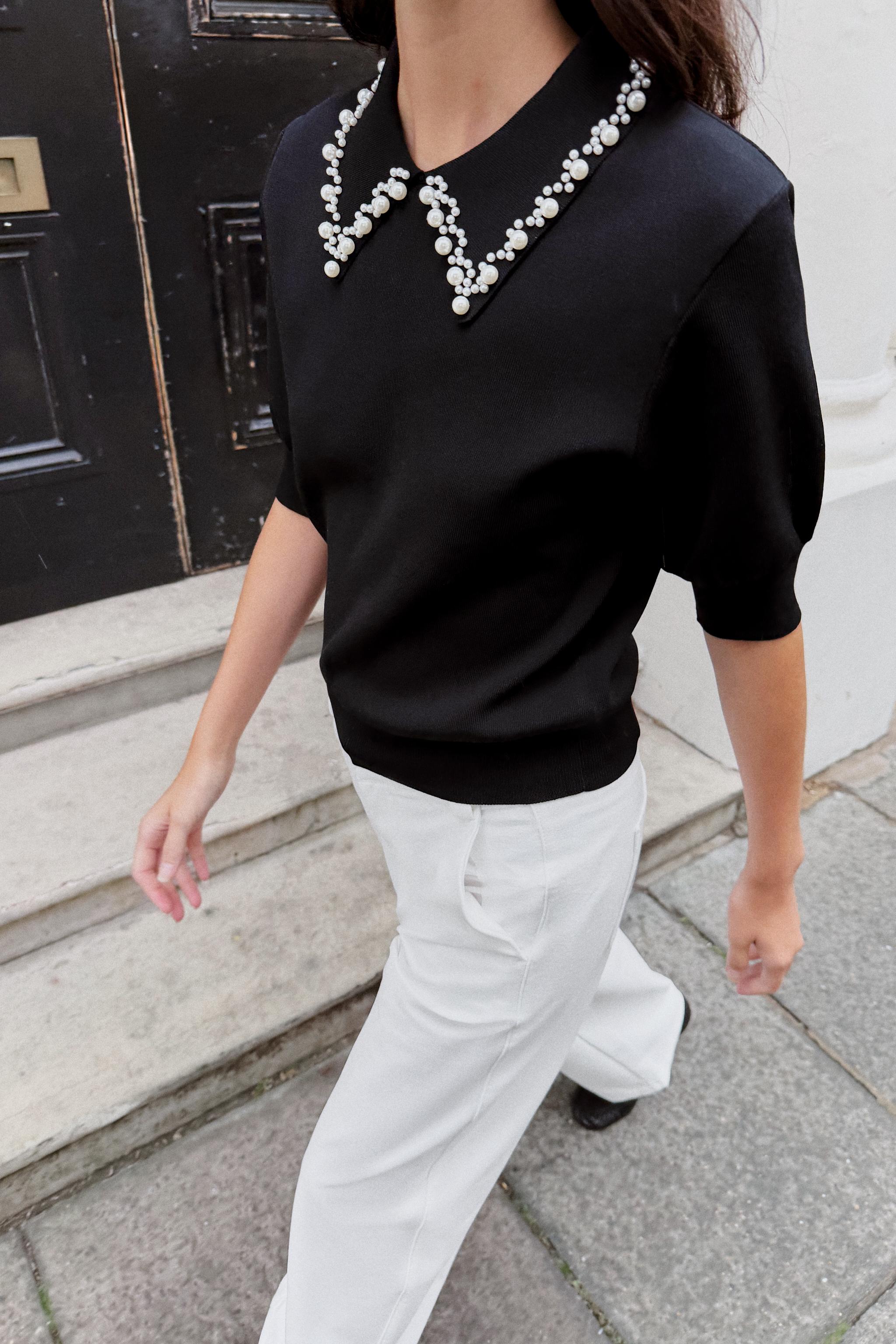 POLO EN MAILLE AVEC PERLES