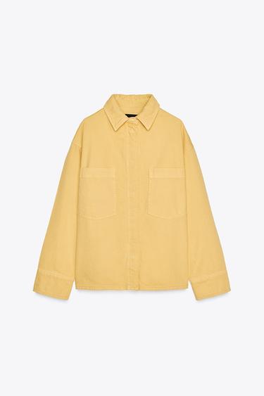 Zara ZW COLLECTION POCKET OVERSHIRT - Light yellow
