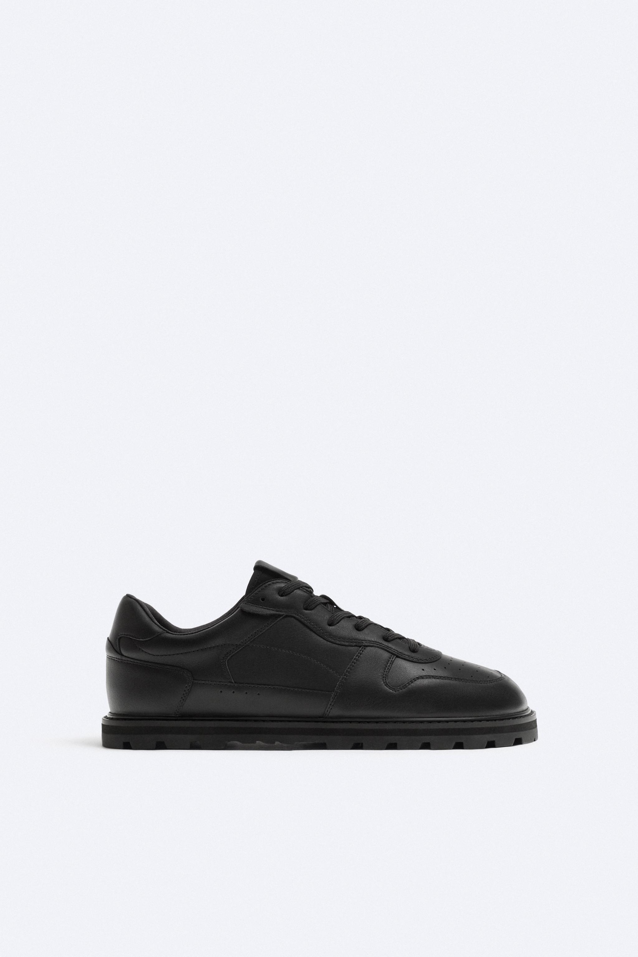 VIBRAM® LEATHER SNEAKERS - Black | ZARA United States