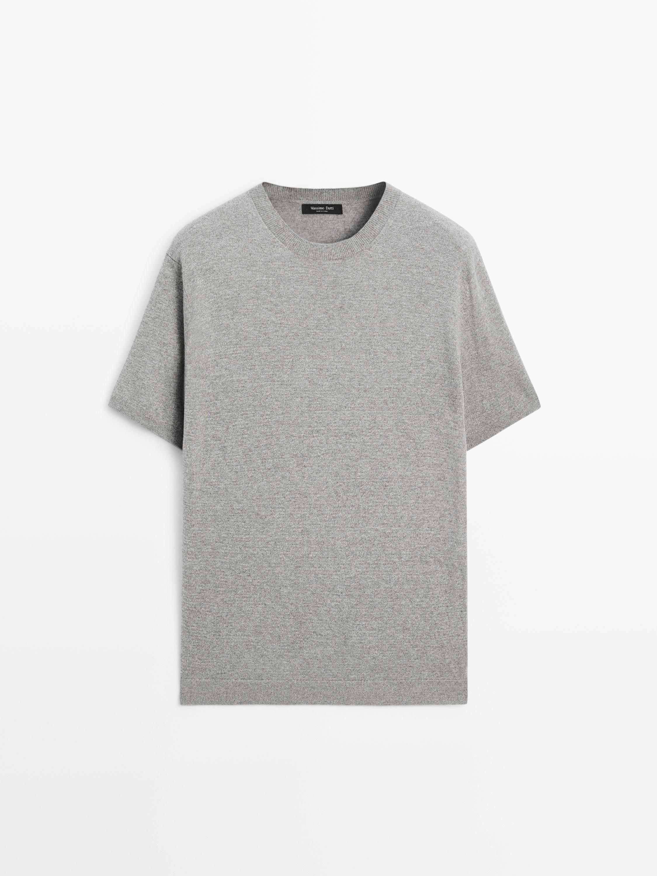 Short sleeve melange knit T-shirt