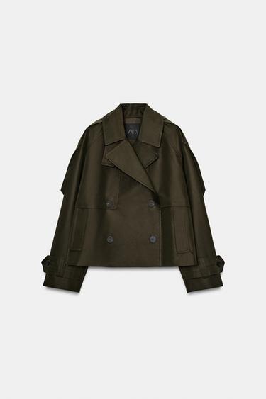 TRENCH CORTO  ZW COLLECTION - Khaki oscuro de Zara