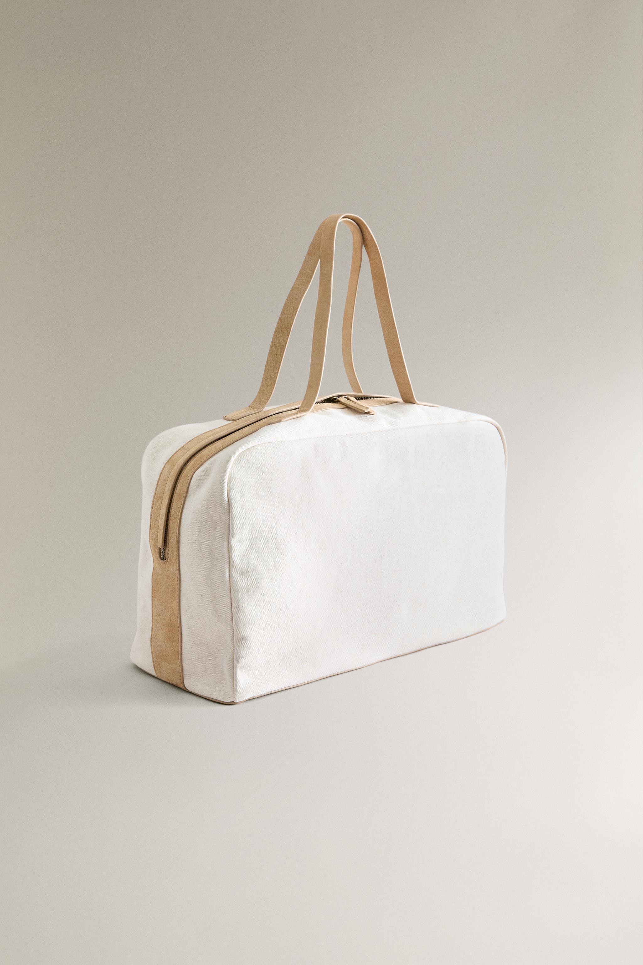 CANVAS BAG WITH LEATHER DETAIL — Off White