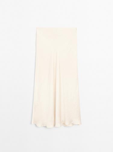 Zara Flowing satin midi skirt - Ecru