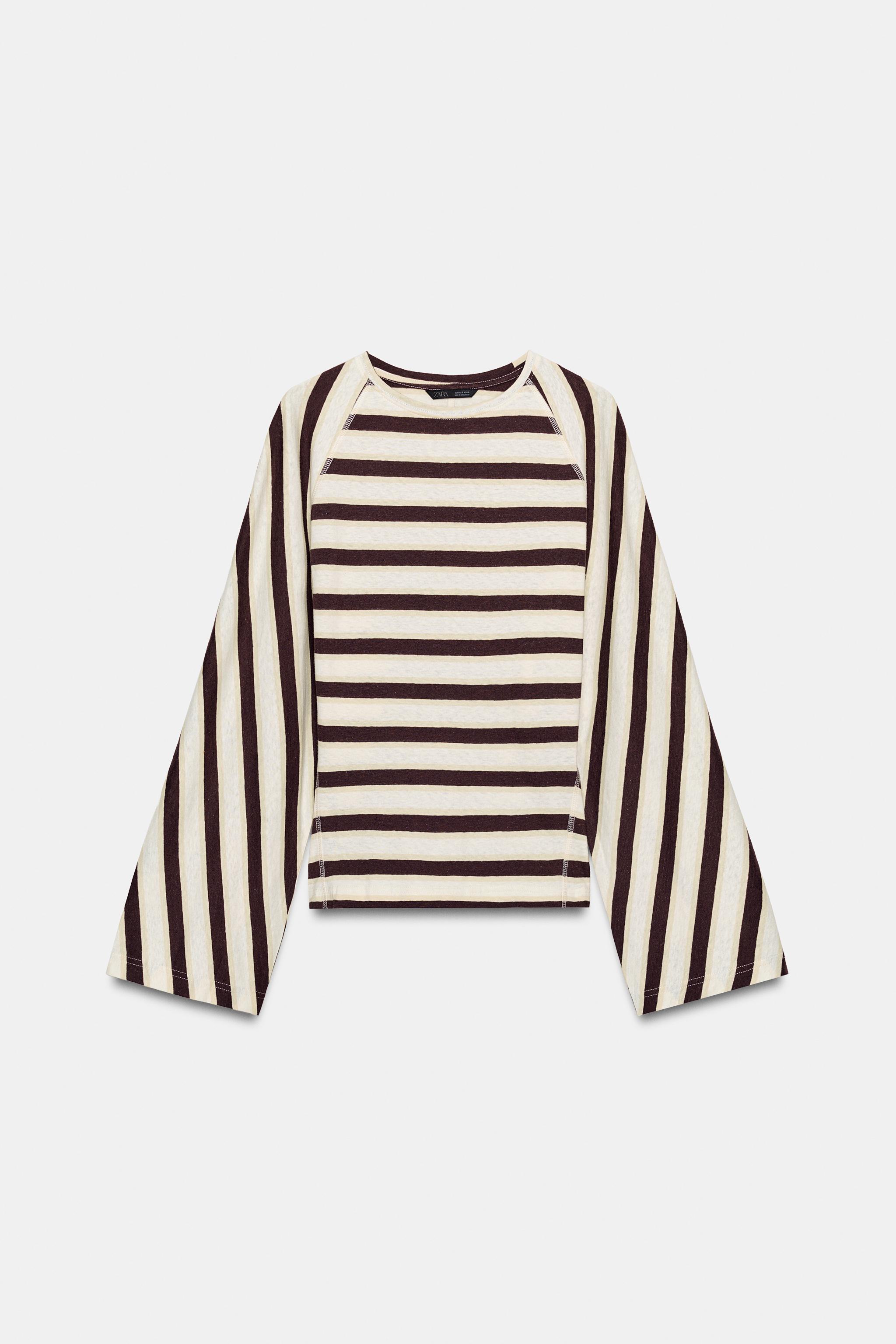 T-SHIRT À RAYURES COTON ET LIN
