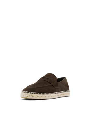 Espadrille masque en croûte de cuir - Marron de Zara
