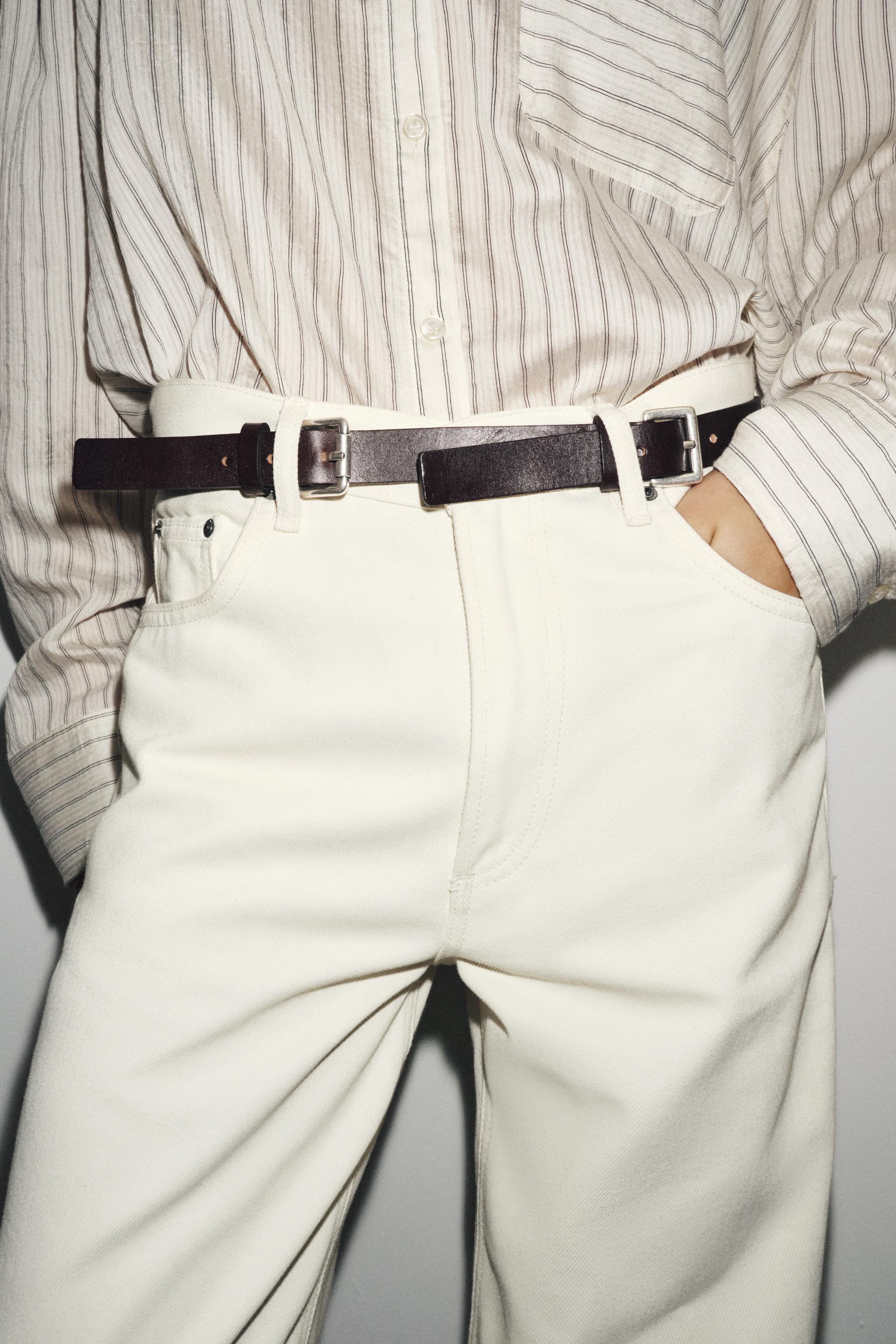 ZARA 100% LEATHER MULTI-POSITION BUCKLE BELT 100% LEATHER BELT WITH GEOMETRIC BUCKLE - Black | ZARA  main image 2