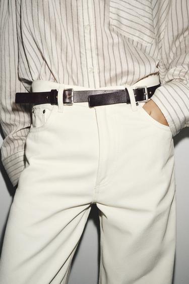 Zara MULTI-POSITION BUCKLE LEATHER BELT - Brown