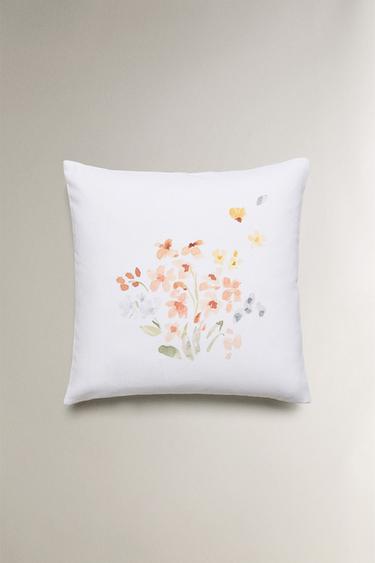 NATTSLÄNDA fodera per cuscino, motivo floreale grigio/bianco, 50x50 cm NATTSLÄNDA fodera per cuscino, motivo floreale grigio/bianco, 50x50 cm