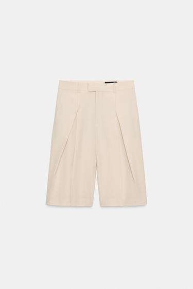 PLEATED WOOL BLEND BERMUDA SHORTS ZW COLLECTION LIMITED EDITION - Beige by Zara - Image 5