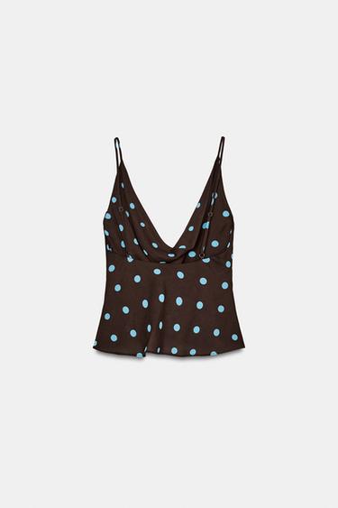 TOP FLUIDE À POIS - Marron-Bleu de Zara - Image 5