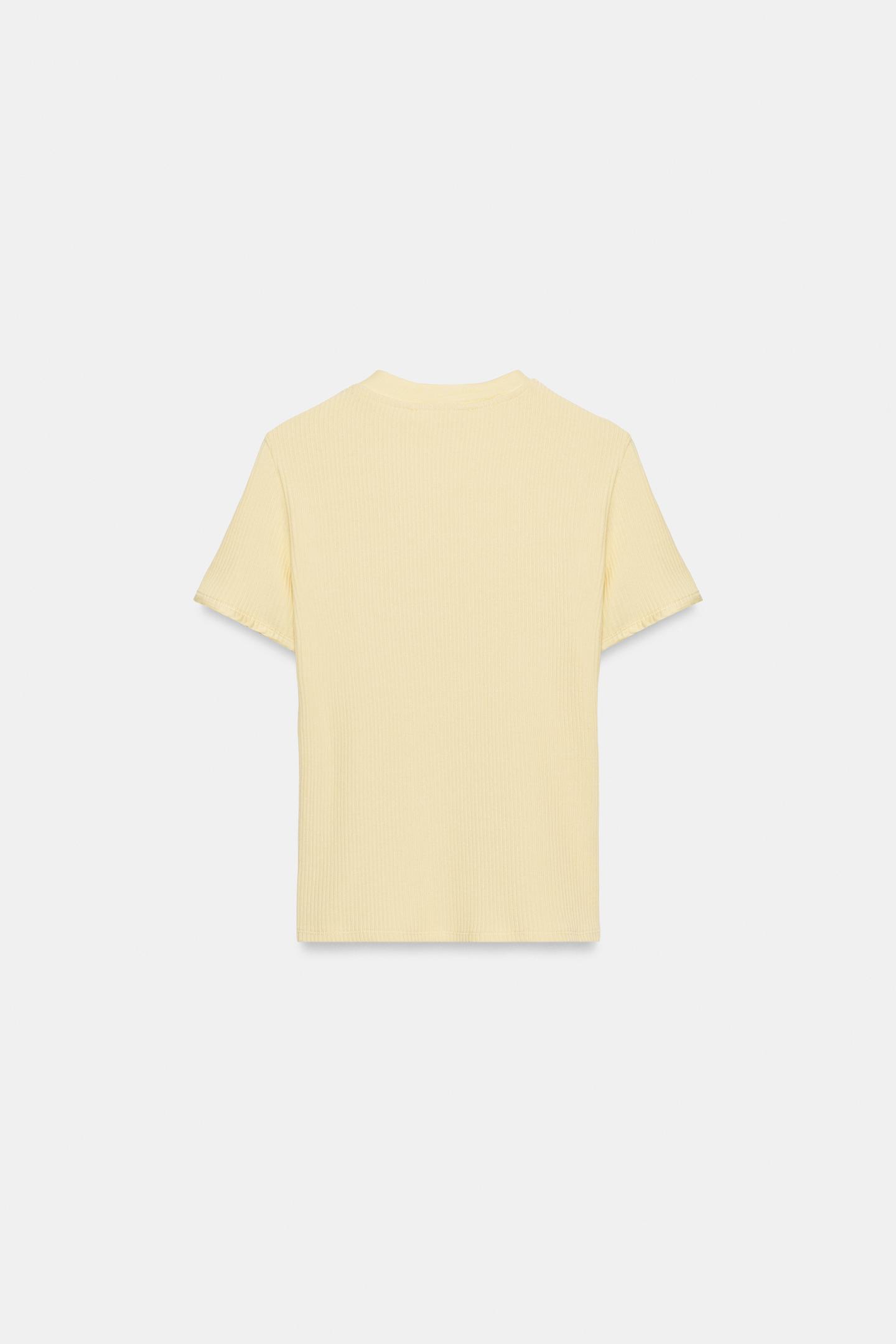 Женская футболка Zara Cotton Button, цвет: Лимонный — фото 6