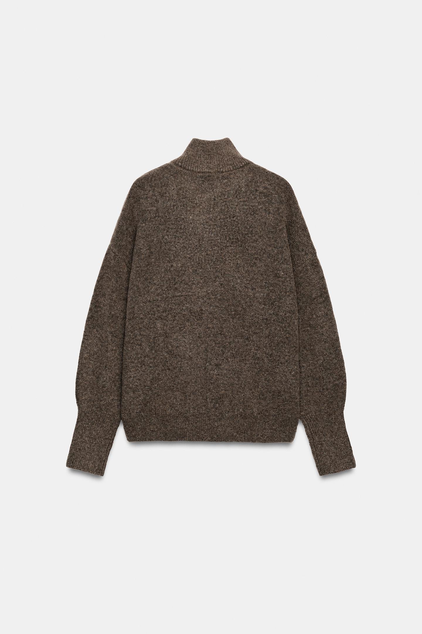 Женский свитер Zara Double-Look Wool, цвет: Норковый — фото 8