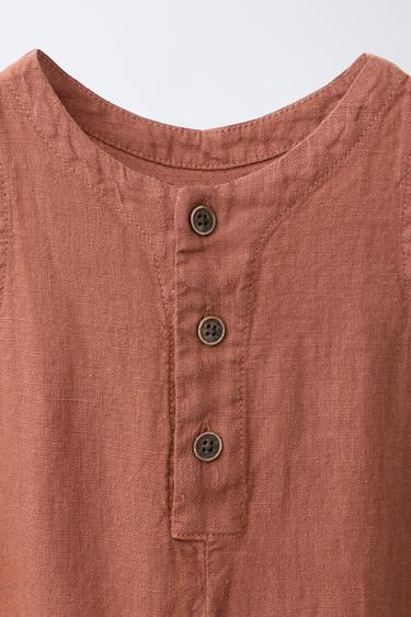 100% LINEN JUMPSUIT - dark russet by Zara - Image 2