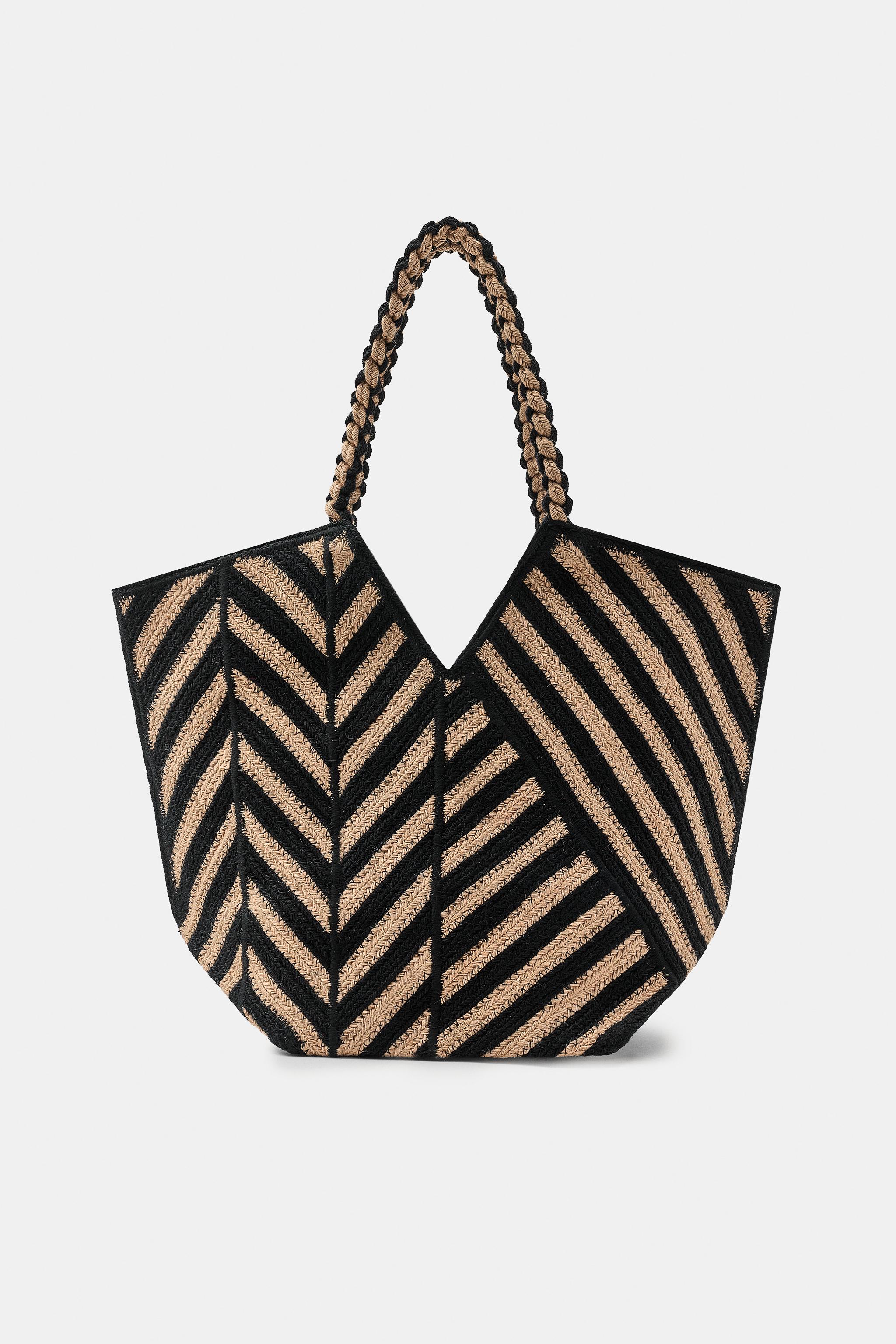 100% JUTE STRIPED BAG - taupe brown | ZARA United States