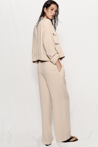 PANTALON FLUIDE À TAILLE ÉLASTIQUE - Beige de Zara - Image 4