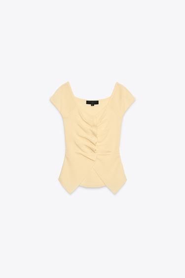 GATHERED KNIT TOP - Yellow by Zara - Image 3