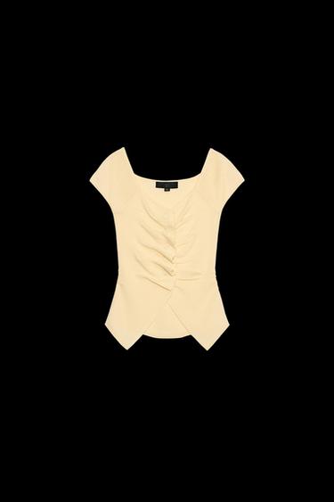 GERAFFTES-TOP AUS STRICK - Gelb von Zara - Bild 0