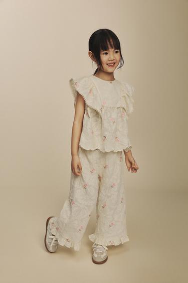 QUẦN HOA THÊU - Kem từ Zara