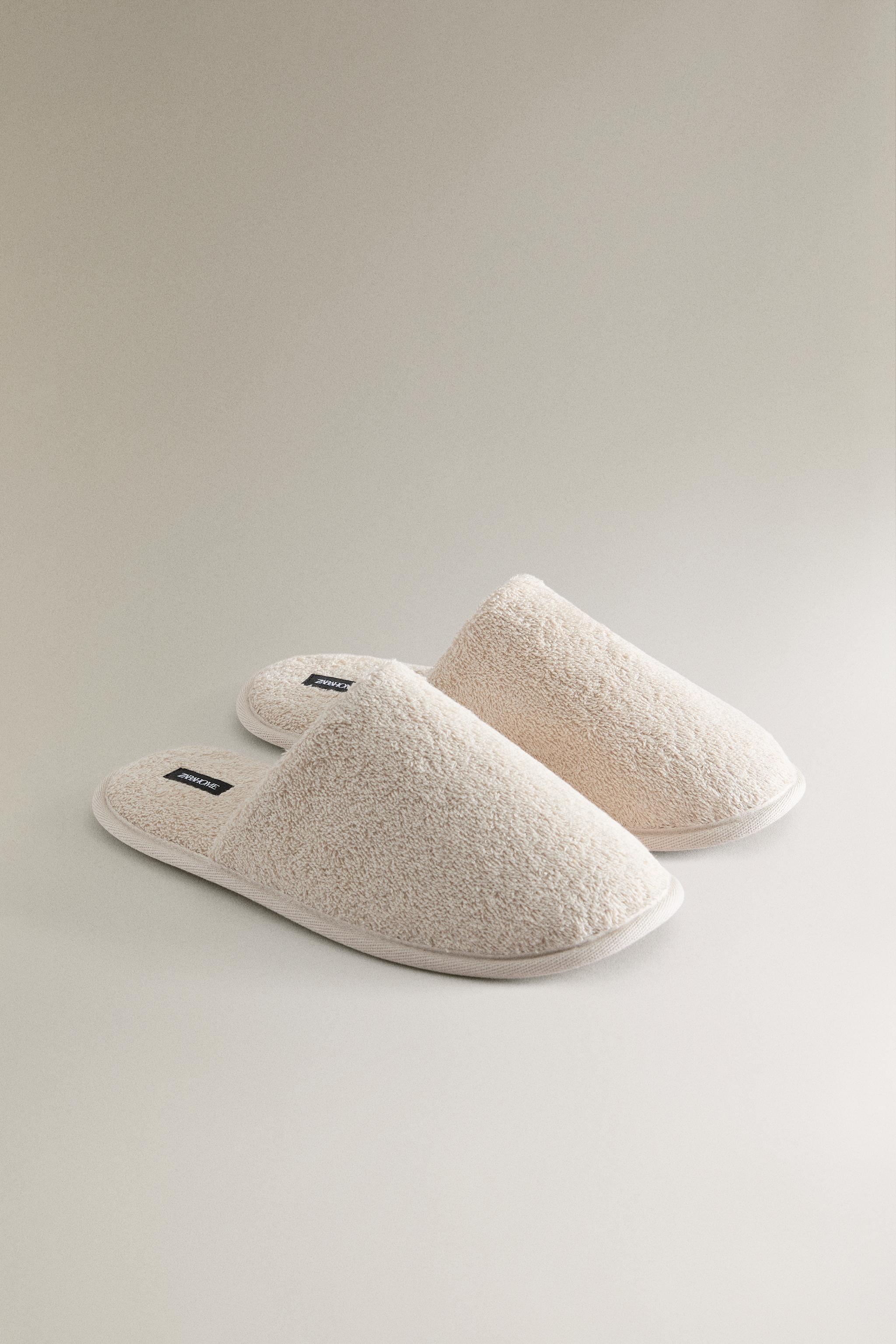 TERRY BATHROOM SLIPPERS — Sandy Brown