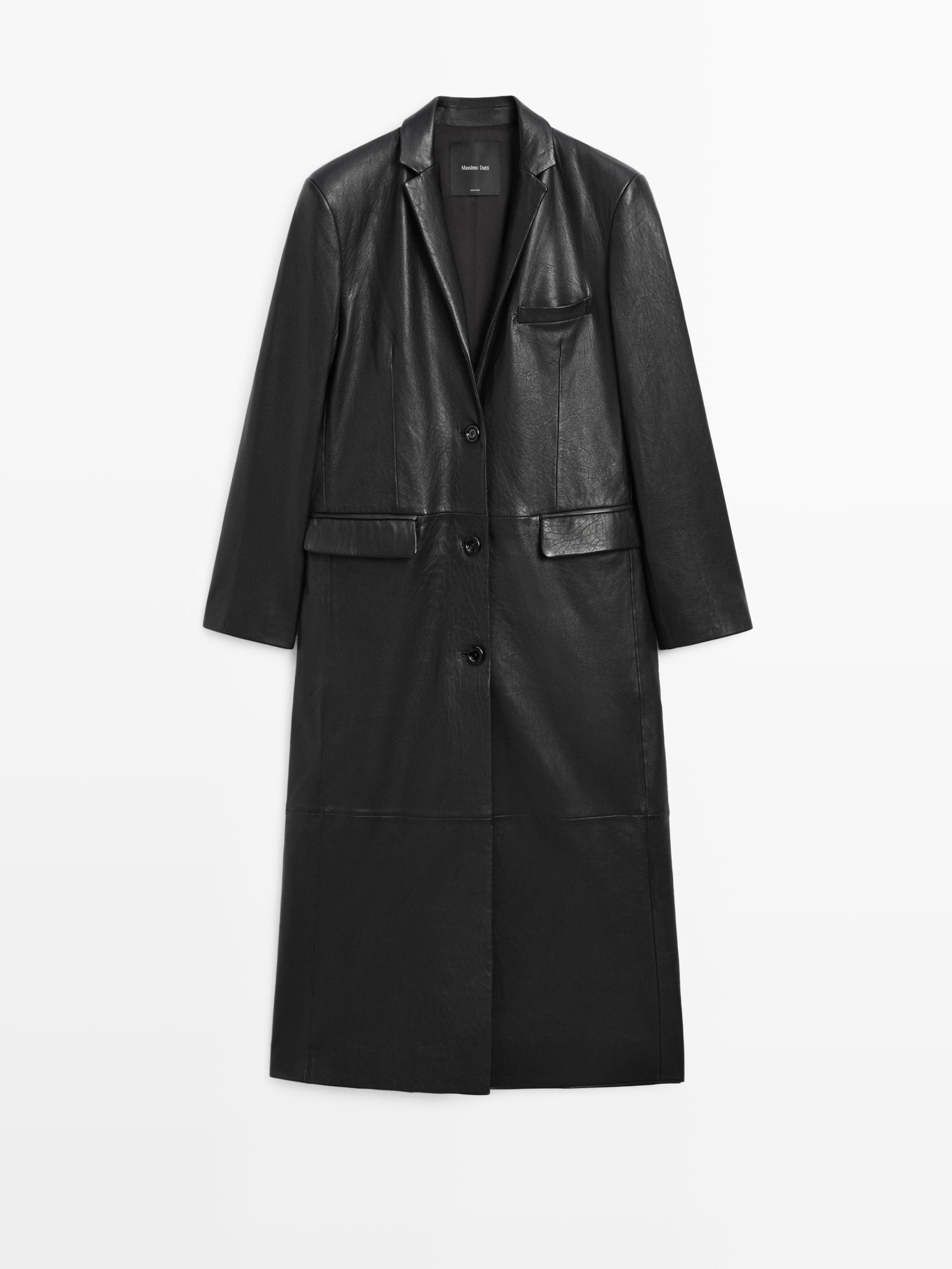 Long nappa leather coat